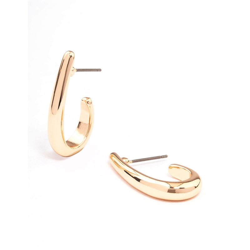 Gold Tall Drop Hoop Earrings|Default Title