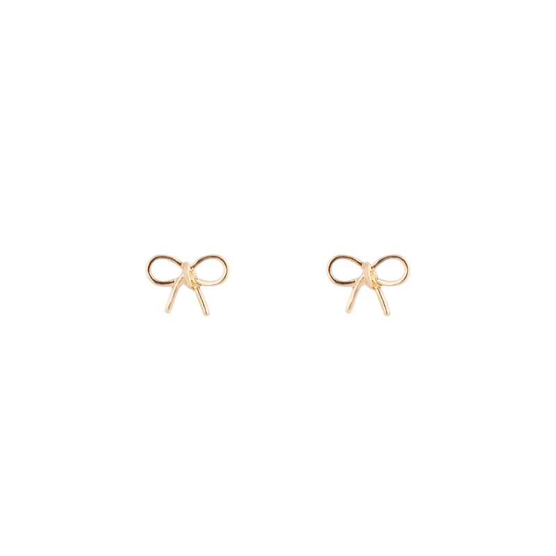 Gold Twist Bow Stud Earrings|Default Title