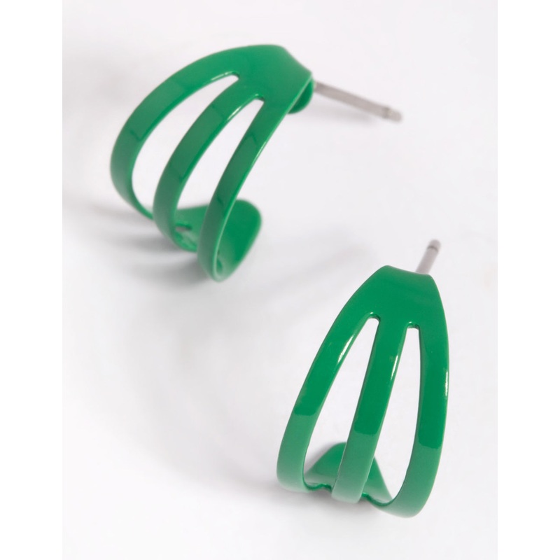 Matte Green Huggie Hoop Earrings