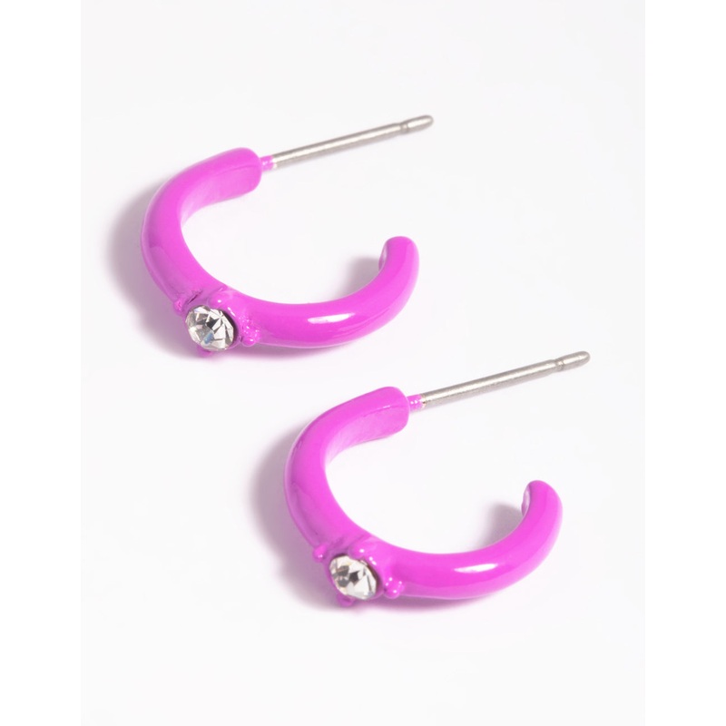 Matte Pink Huggie Hoop Earrings