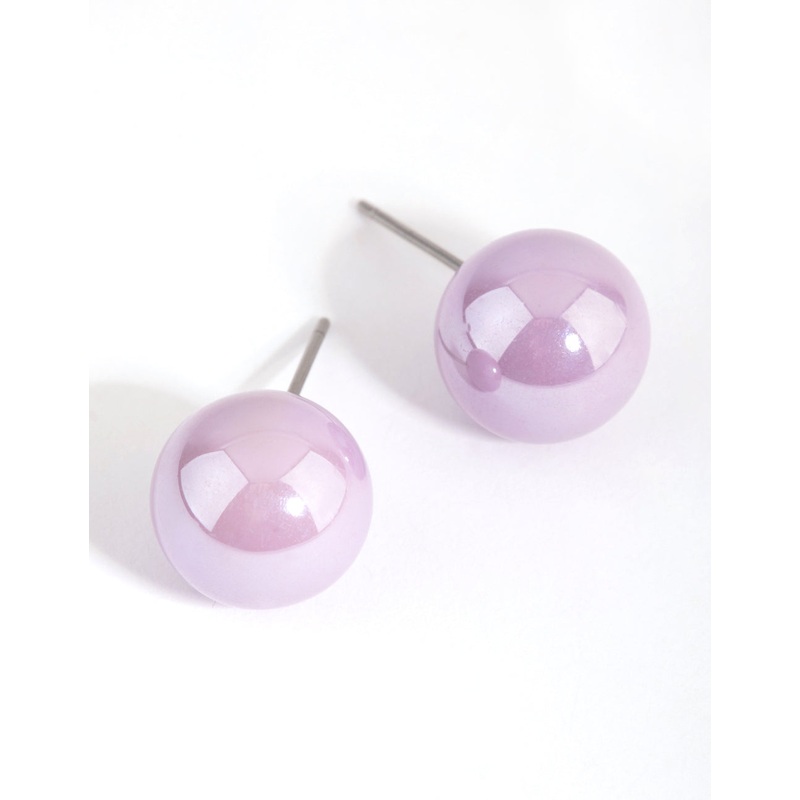 Matte Purple Ball Stud Earrings