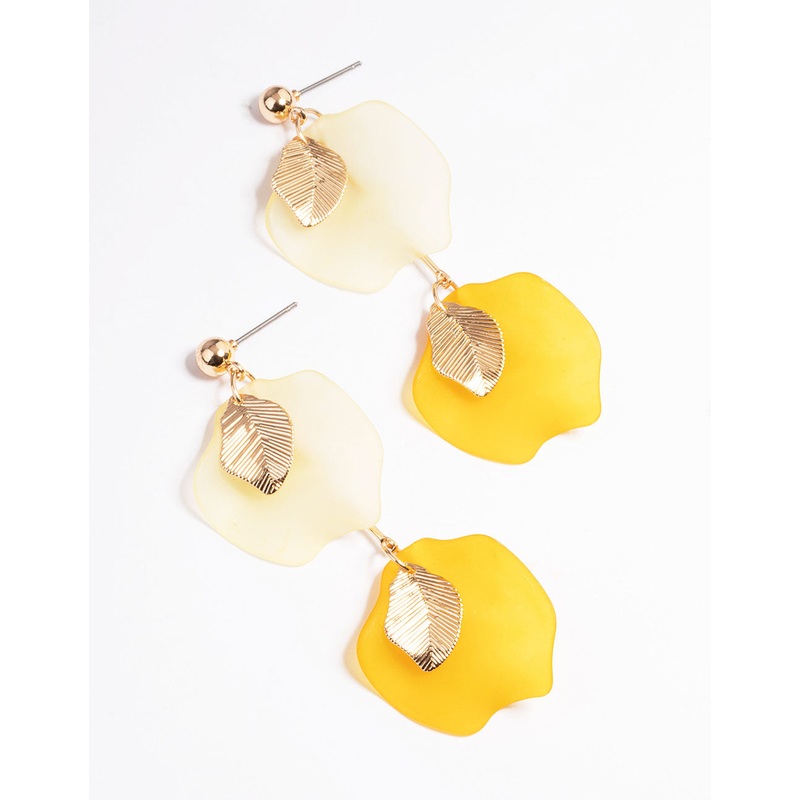 Mixed Petal & Leaf Drop Earrings