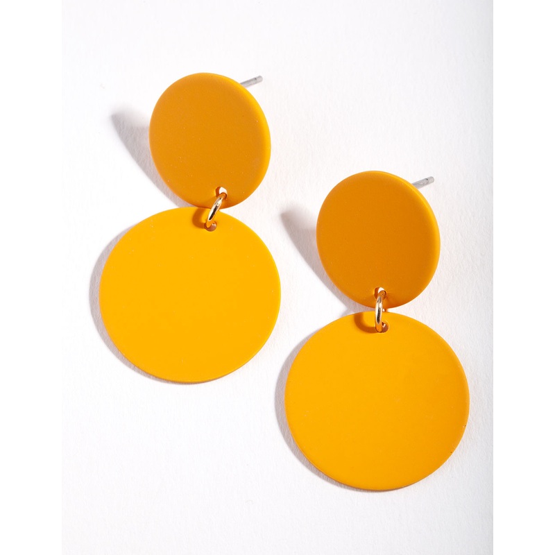 Orange Matte Double Disc Earrings