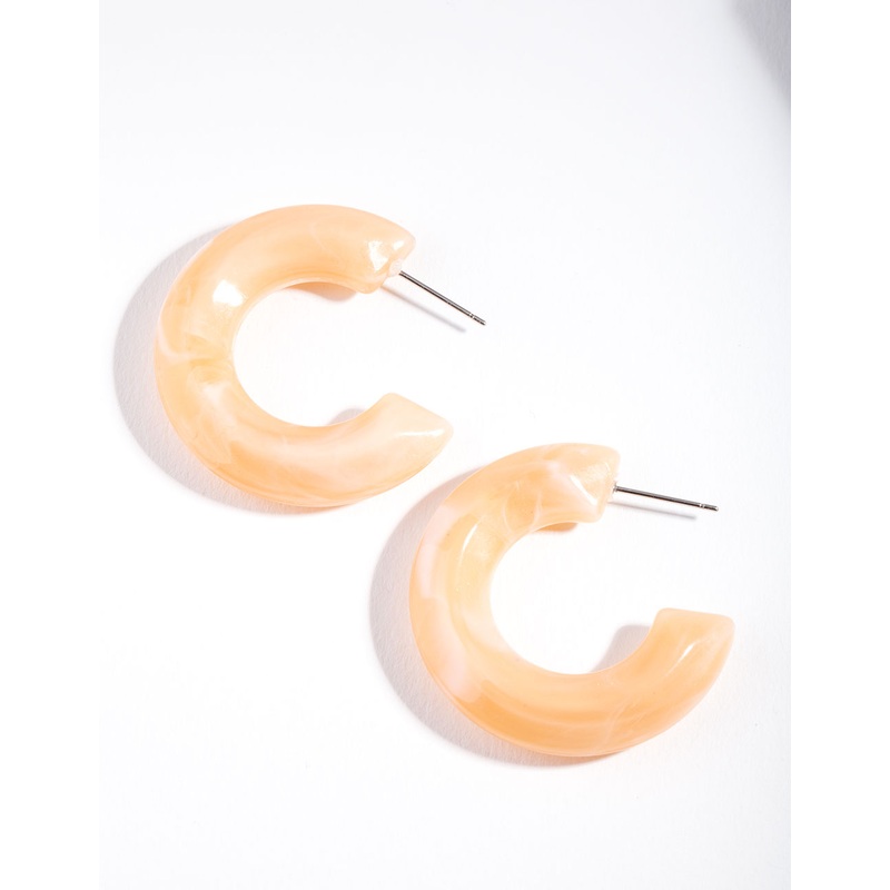 Orange Swirling Acrylic Hoop Earrings