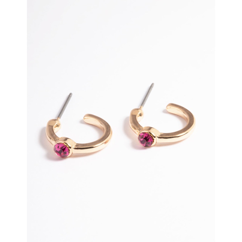 Pink Diamante Stone Huggie Earrings