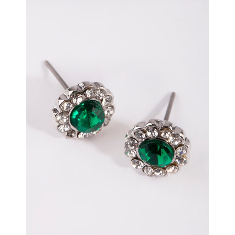 Rhodium Diamante & Flower Stud Earring Pack