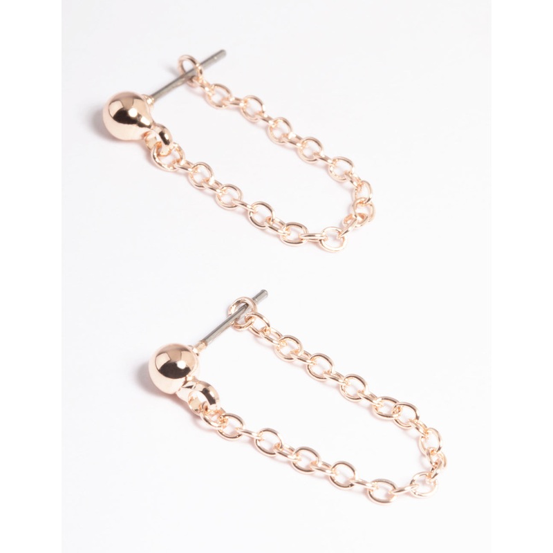 Rose Gold Ball Chain Front & Back Earrings