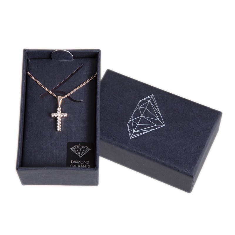 Rose Gold Crystal Cross Pendant Necklace
