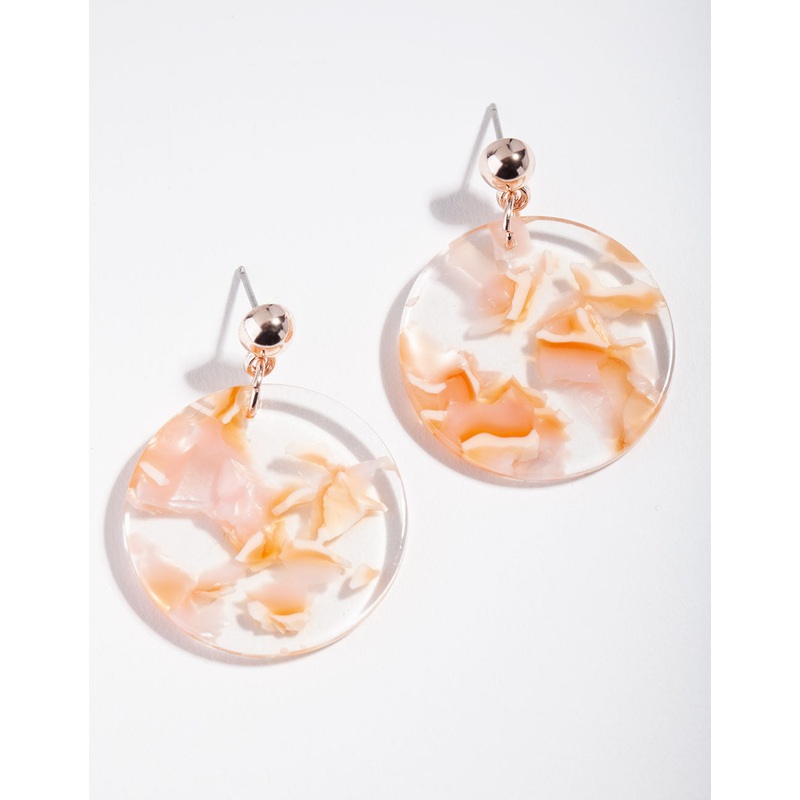 Rose Gold Pink Flower Swirl Earrings