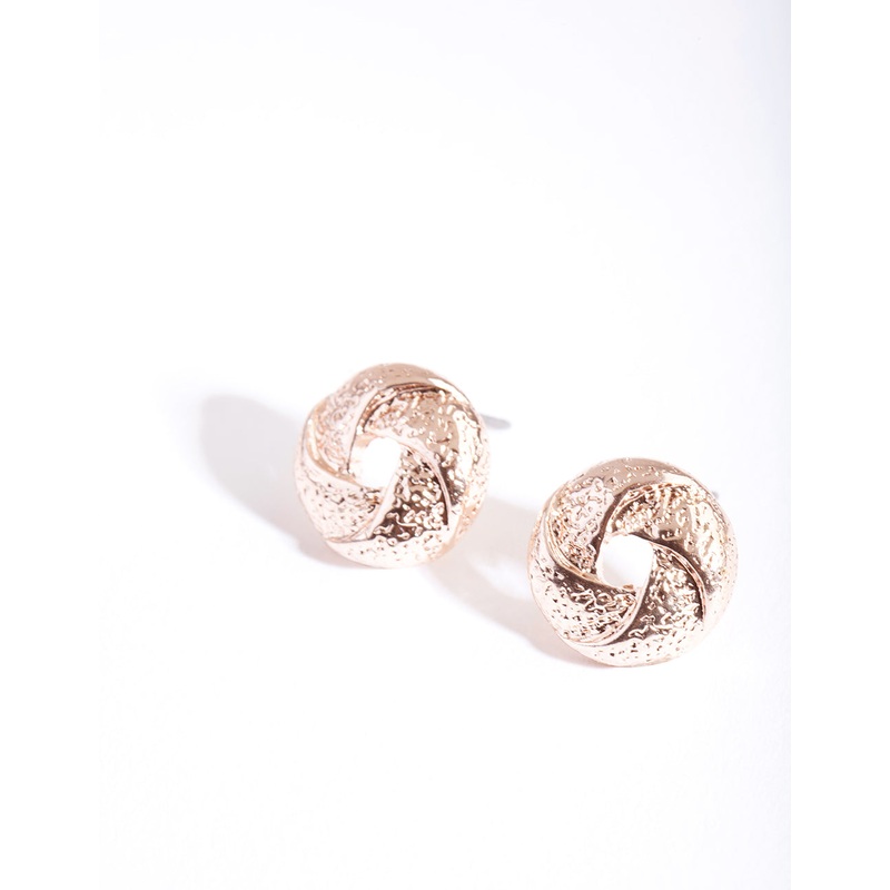 Rose Gold Weaved Circle Earrings
