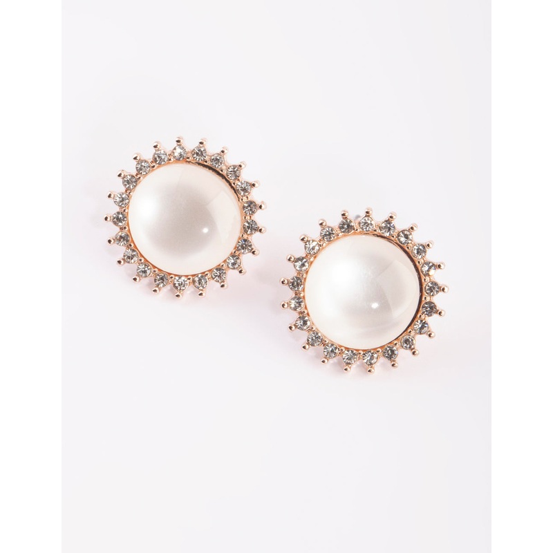 White Cat Eye Stud Earrings|Default Title