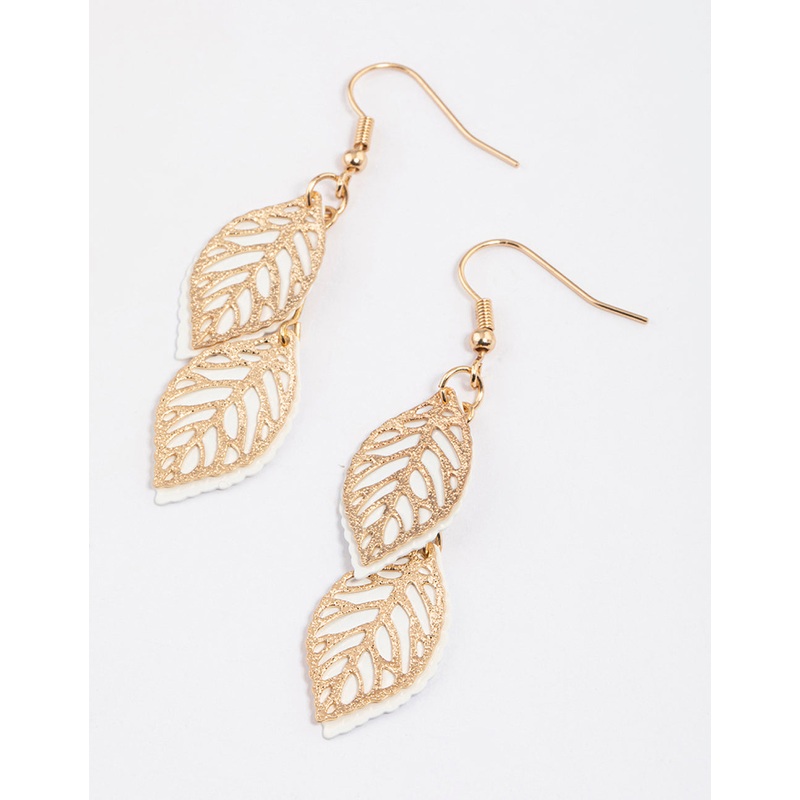 White Filigree Coated Petal Drop Earrings