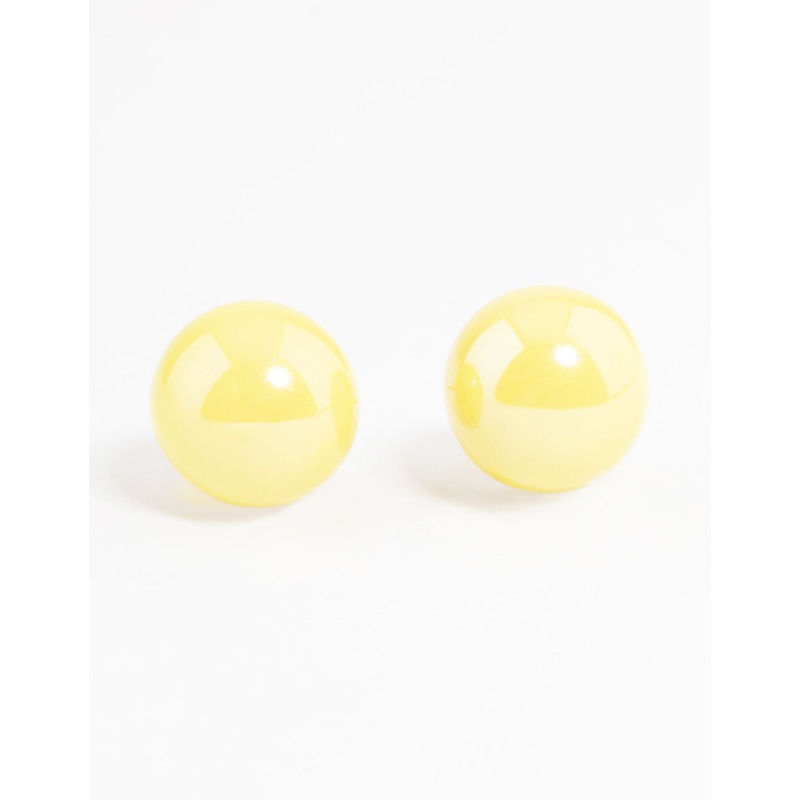Yellow Shiny Ball Stud Earrings