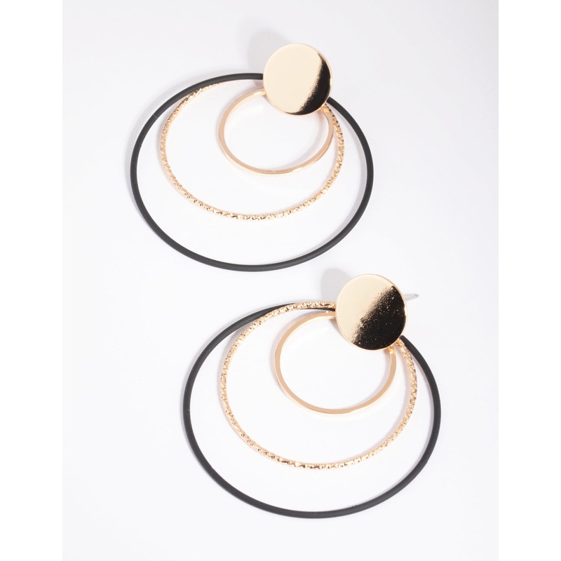 Black Circle Drop Earrings|Default Title