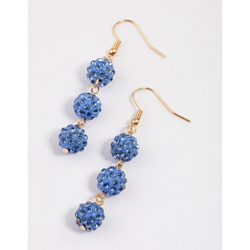 Blue Shambala Ball Drop Earrings