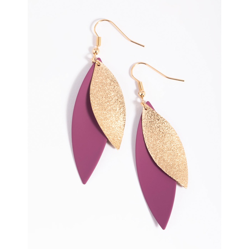 Fuchsia Textured Petal Drop Earrings