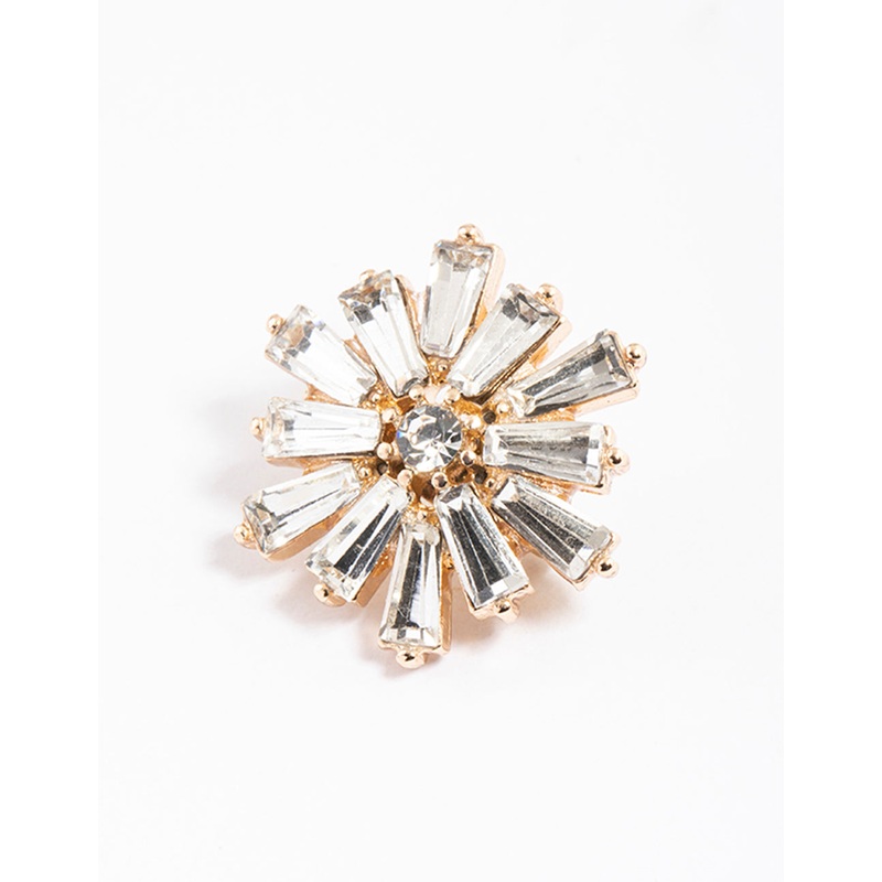 Gold Baguette Flower Brooch|Default Title