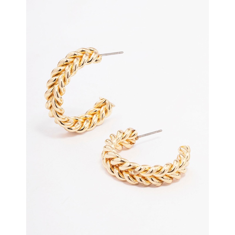 Gold Braided Hoop Earrings|Default Title