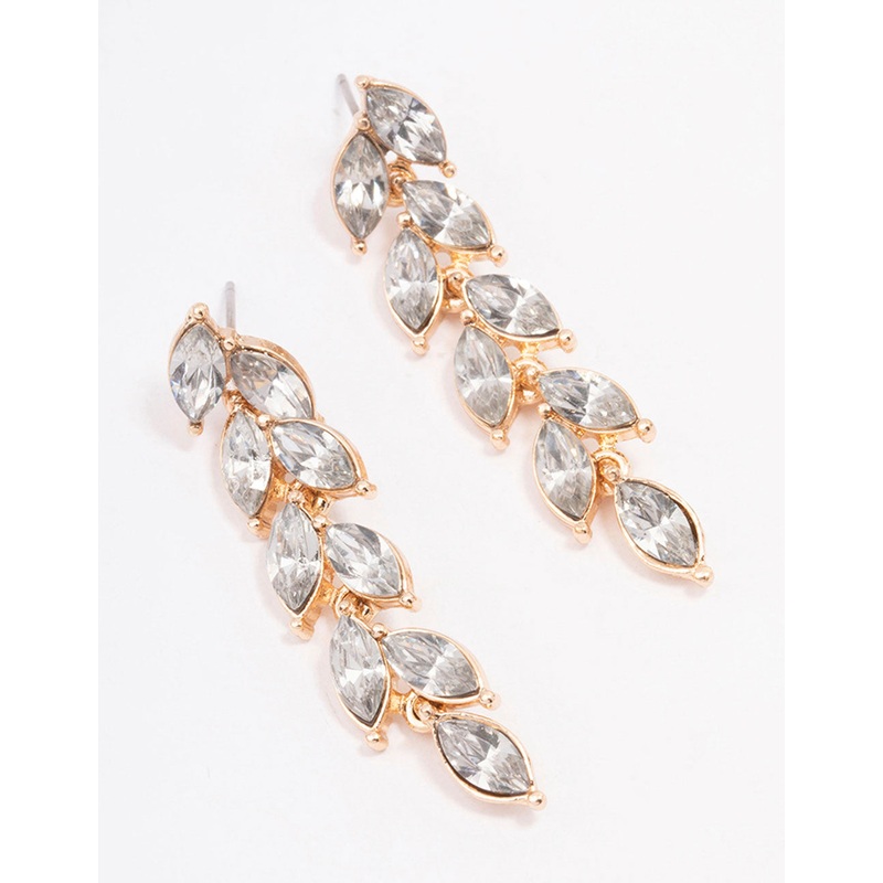 Gold Diamante Vine Drop Earrings
