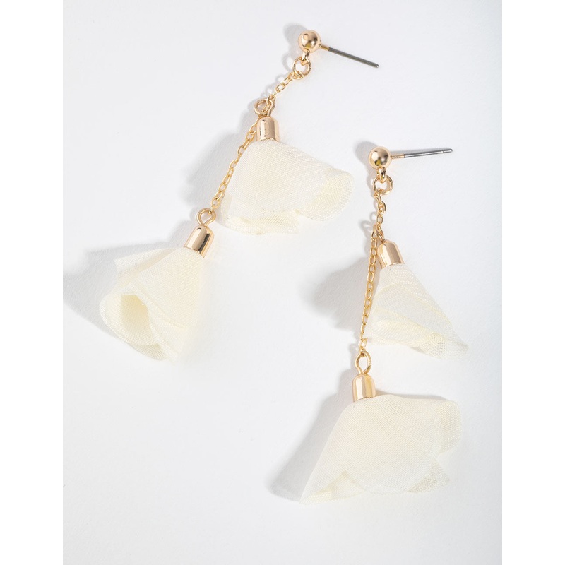 Gold Double Drop Flower Earrings