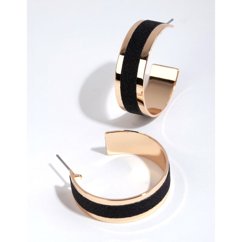 Gold Glitter Strip Hoop Earrings