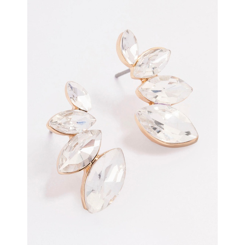 Gold Graduating Marquise Stud Earrings