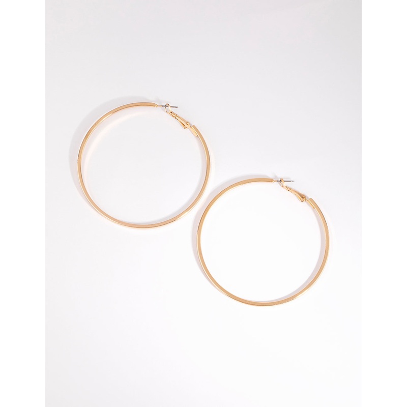 Gold Large Flat Hoop Earrings|Default Title