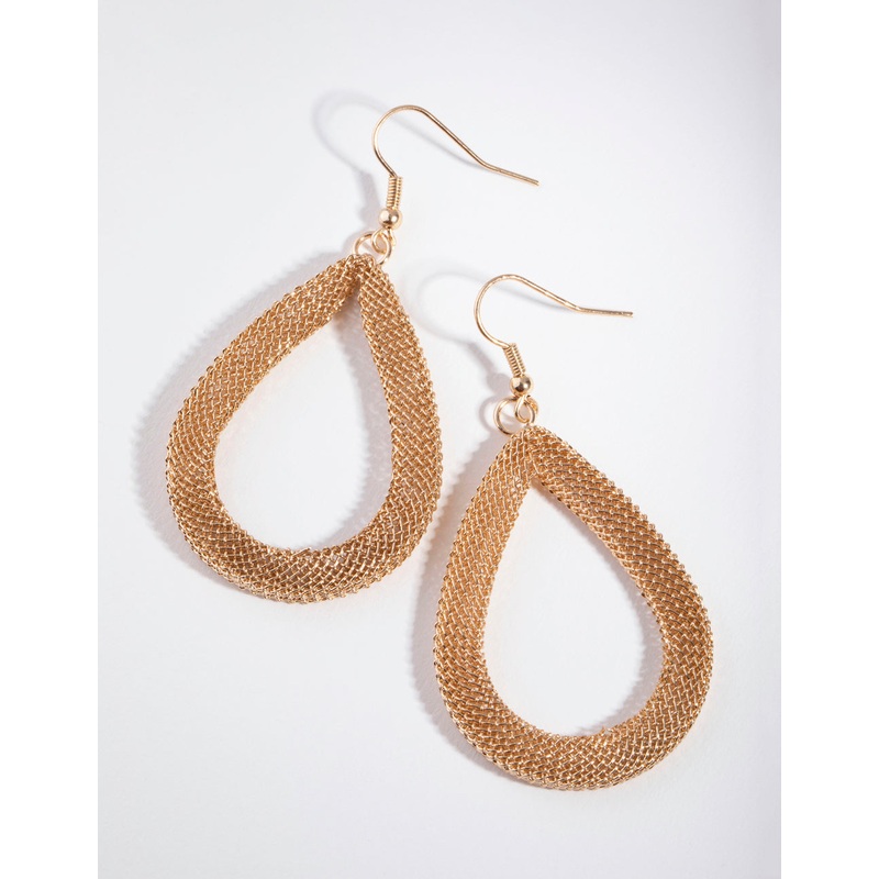 Gold Mesh Tear Drop Earrings|Default Title