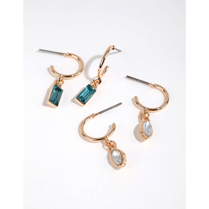 Gold Mixed Shape Hoop Earring Pack