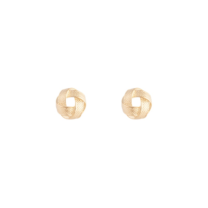 Gold Textured Knot Stud Earrings