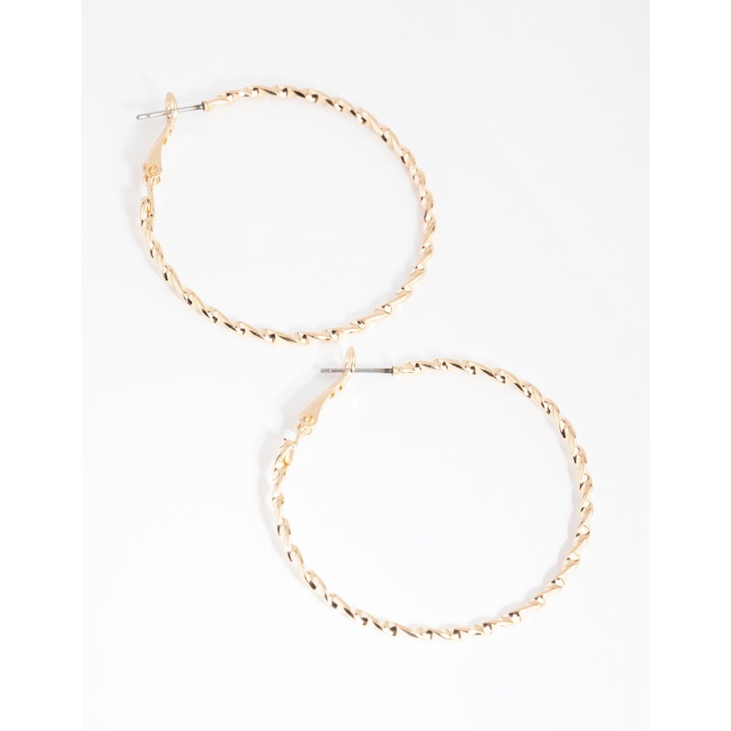 Gold Twist 40mm Hoop Earrings|Default Title