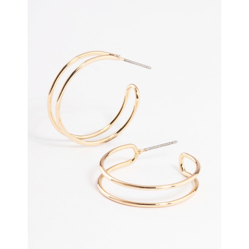 Gold Wire Double Hoop Earrings