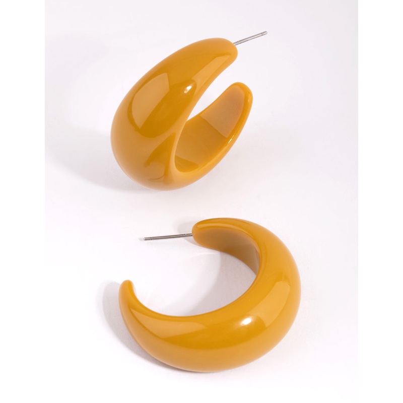 Mustard Yellow Hoop Earrings|Default Title