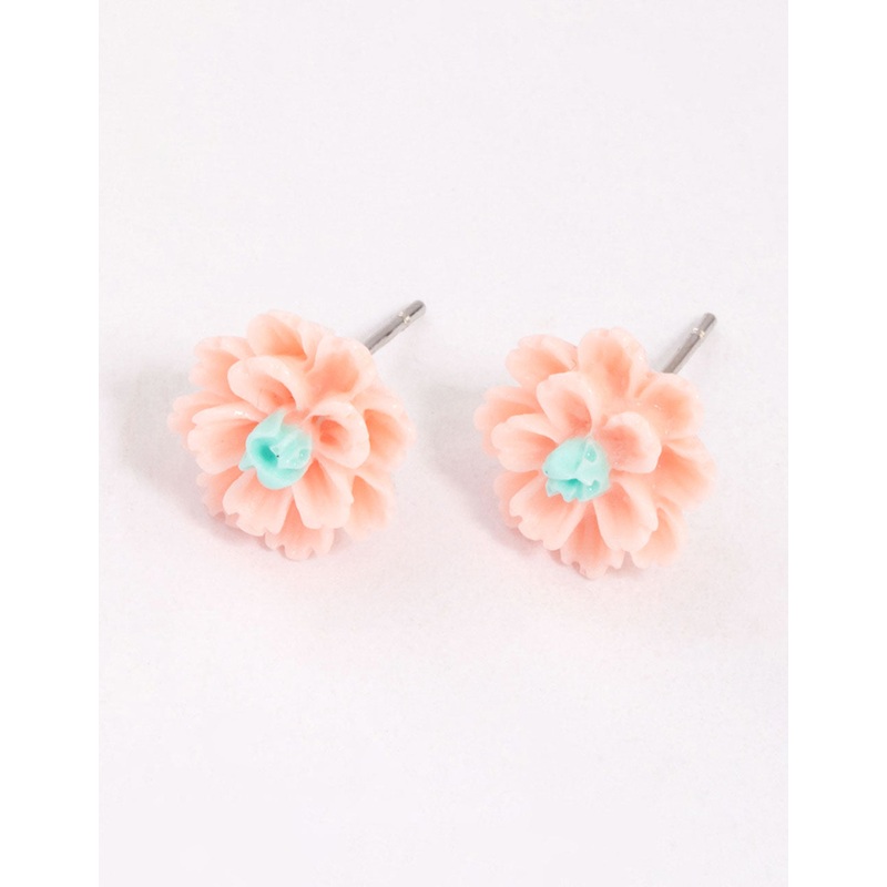 Pink Dahlia Stud Earrings|Default Title