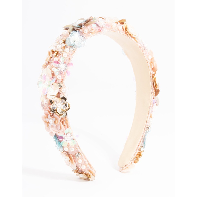 Pink Embellished Pearl Headband