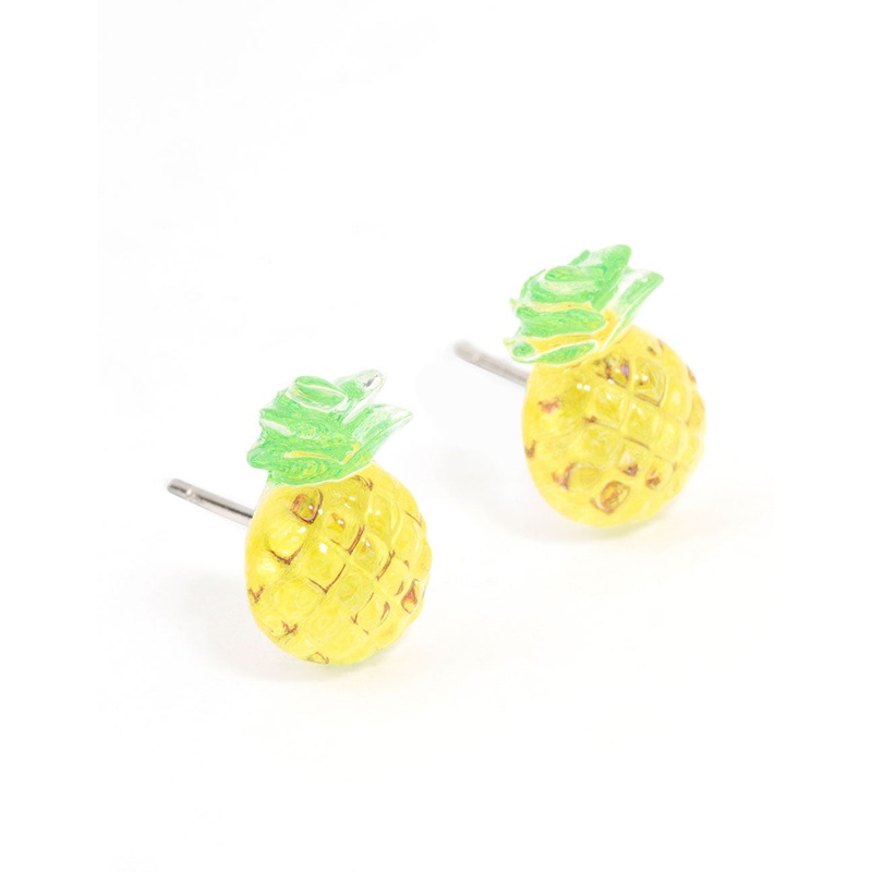 Plastic Pineapple Stud Earrings