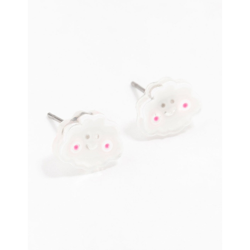 Plastic Smiley Cloud Stud Earrings