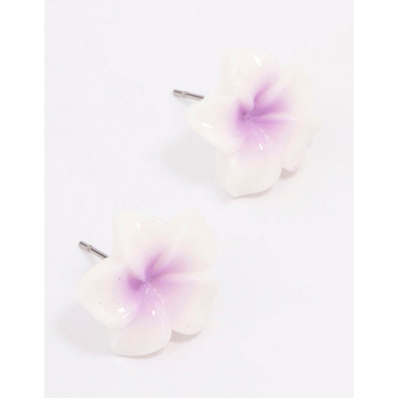 Purple Frangipani Stud Earrings