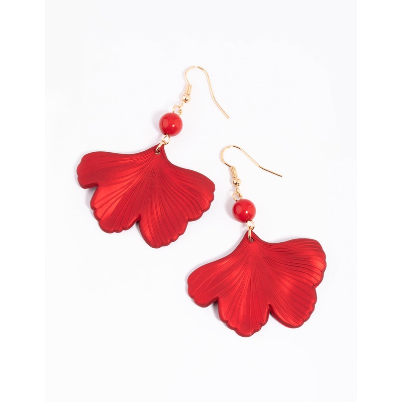 Red Flower Drop Earrings|Default Title