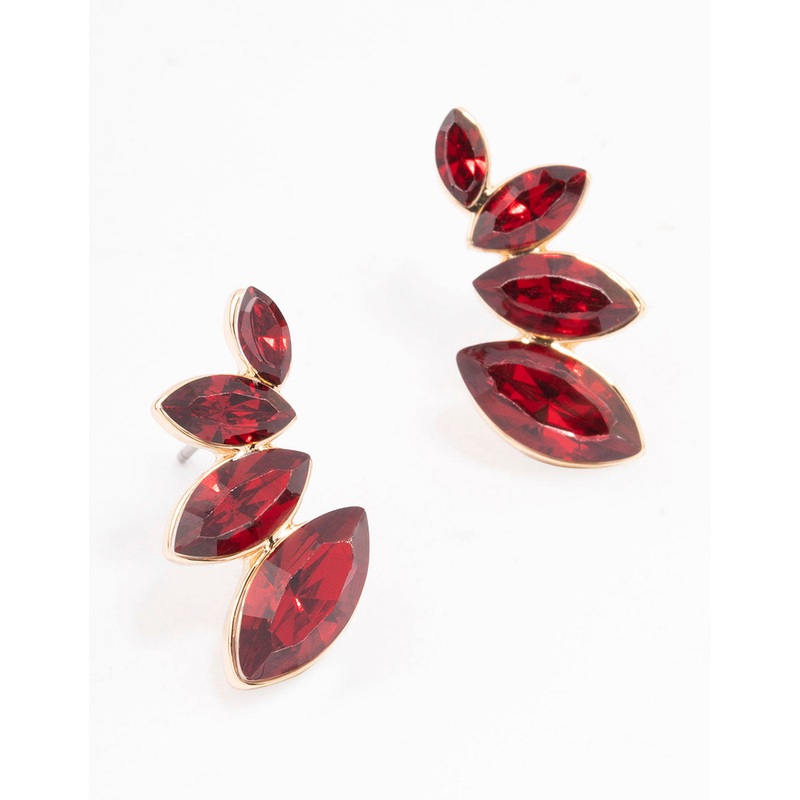 Red Graduating Marquise Stud Earrings