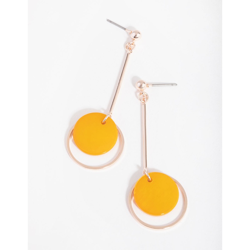 Rose Gold Faux Shell Open Hoop Disc Earrings
