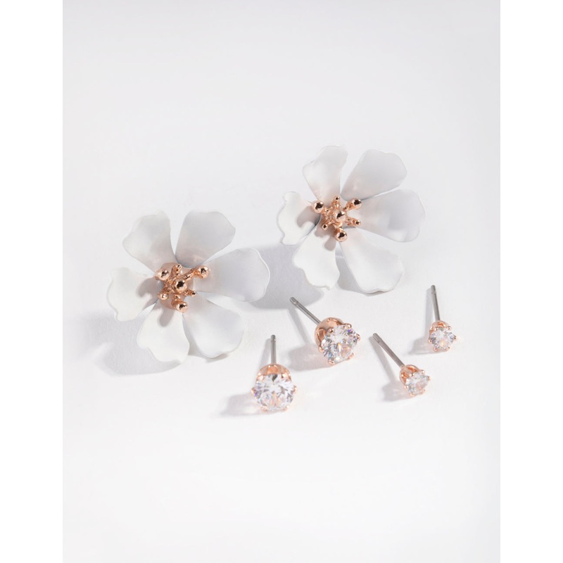 Rose Gold Large Flower Pack Stud Earring