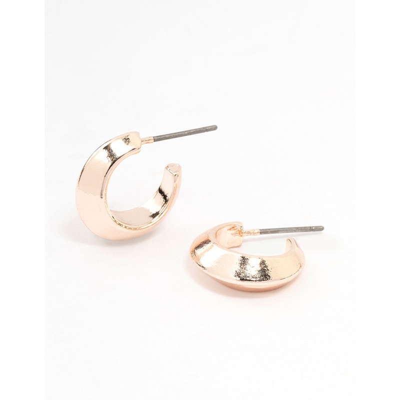 Rose Gold Pointed Huggie Earrings
