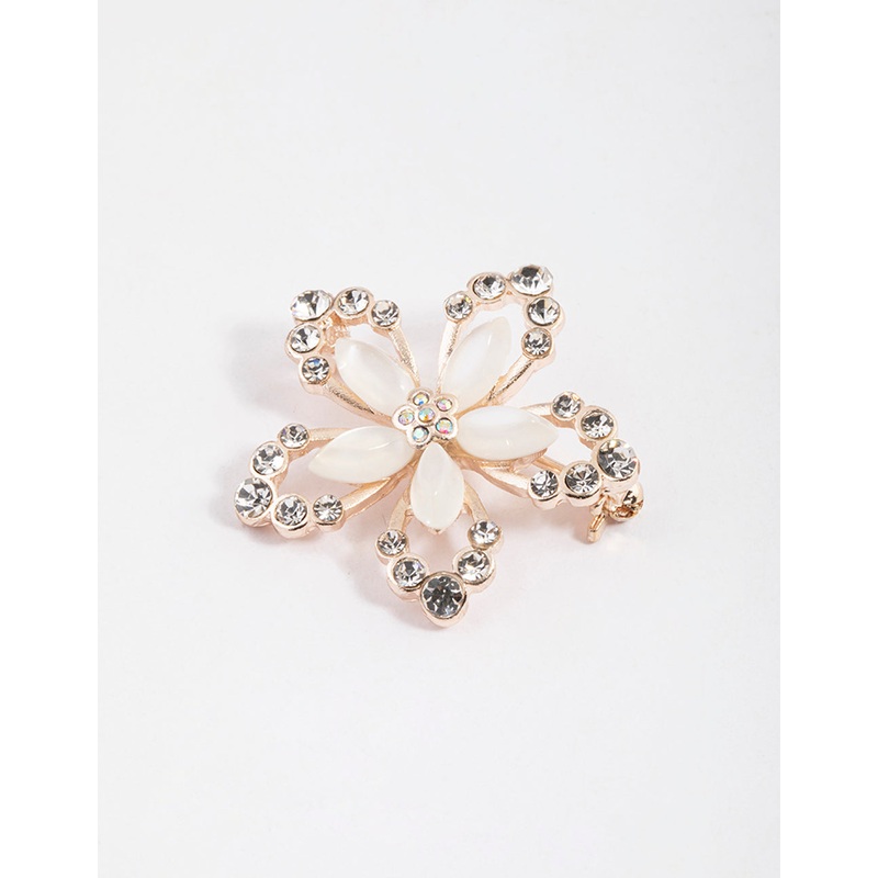 Rose Gold Pretty Open Flower Brooch