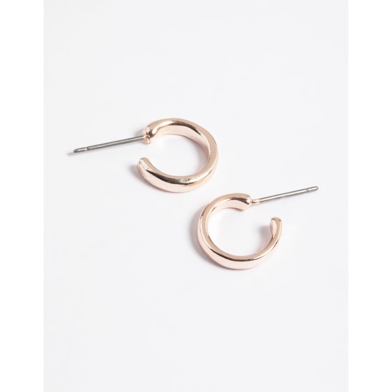 Rose Gold Rounded Huggie Hoop Earrings