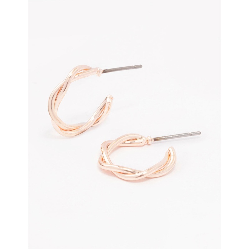 Rose Gold Soft Twisted Huggie Earrings