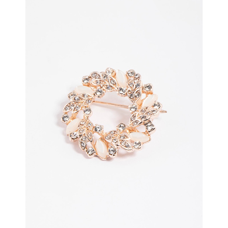 Rose Gold Wreath Marquise & Round Brooch