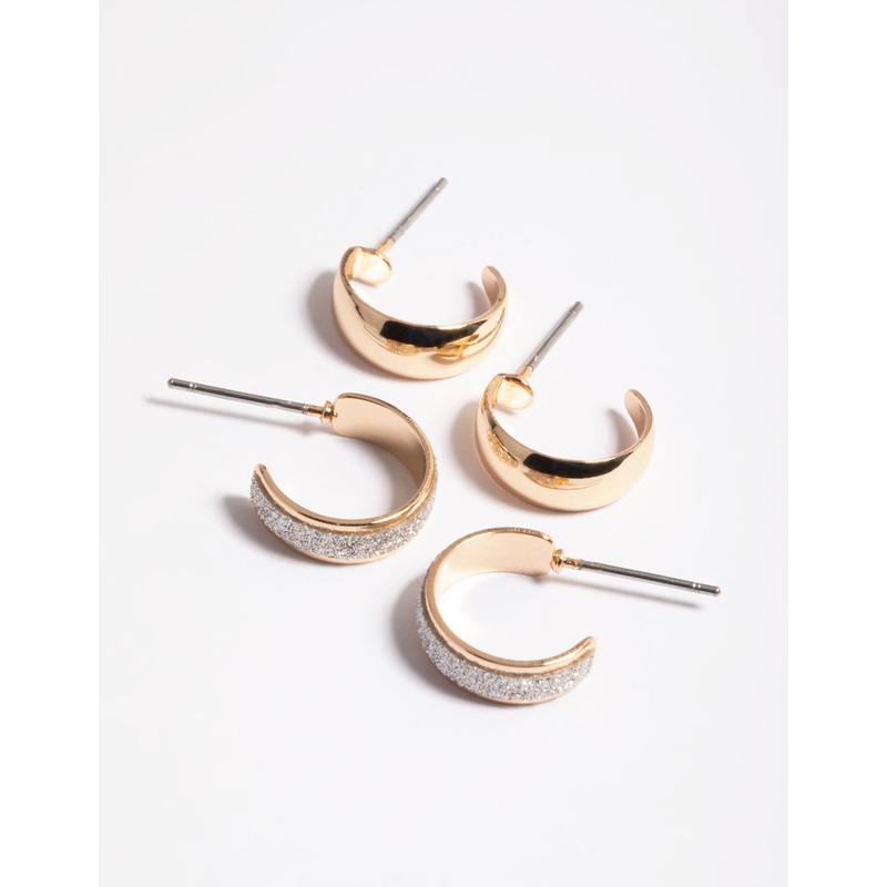 Simple Glitter Huggie Earrings Pack