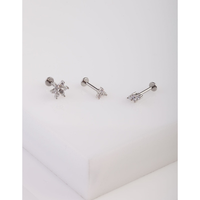 Surgical Steel Flower Diamante Flat Back Pack