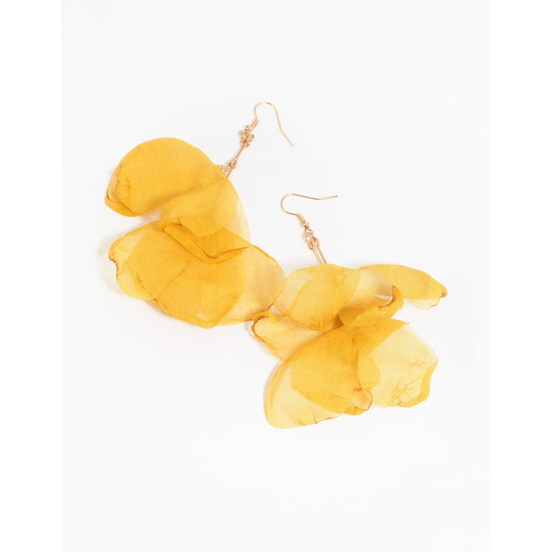 Yellow Flower Drop Earrings|Default Title